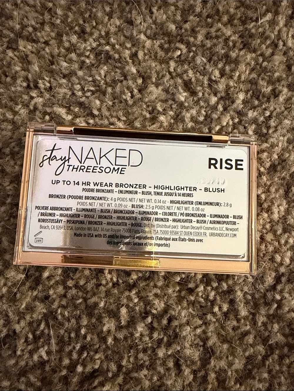 Urban Decay Gold Makeup Blush Compact with Silver Logo